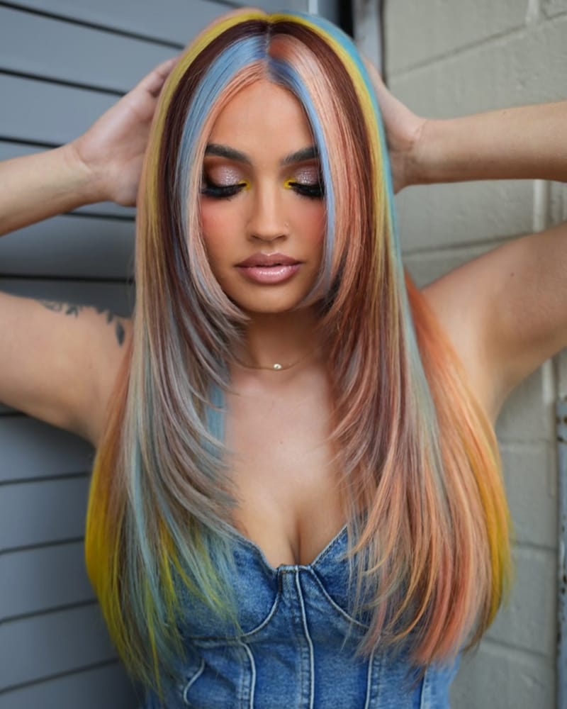 Multi-Colored Long Straight Hairstyles