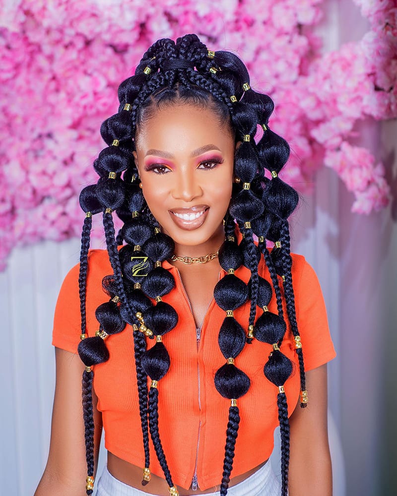 Multiple Braid Bubble Ponytail Birthday Hairstyles for Black Women