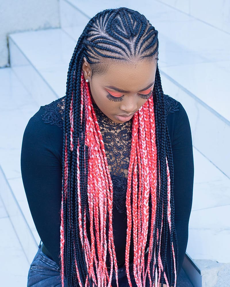 Long Peekaboo Cornrow Braids