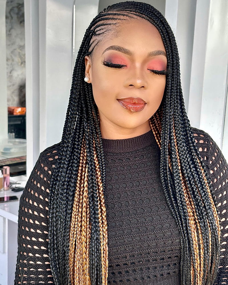 Long Peekaboo Cornrow Braids