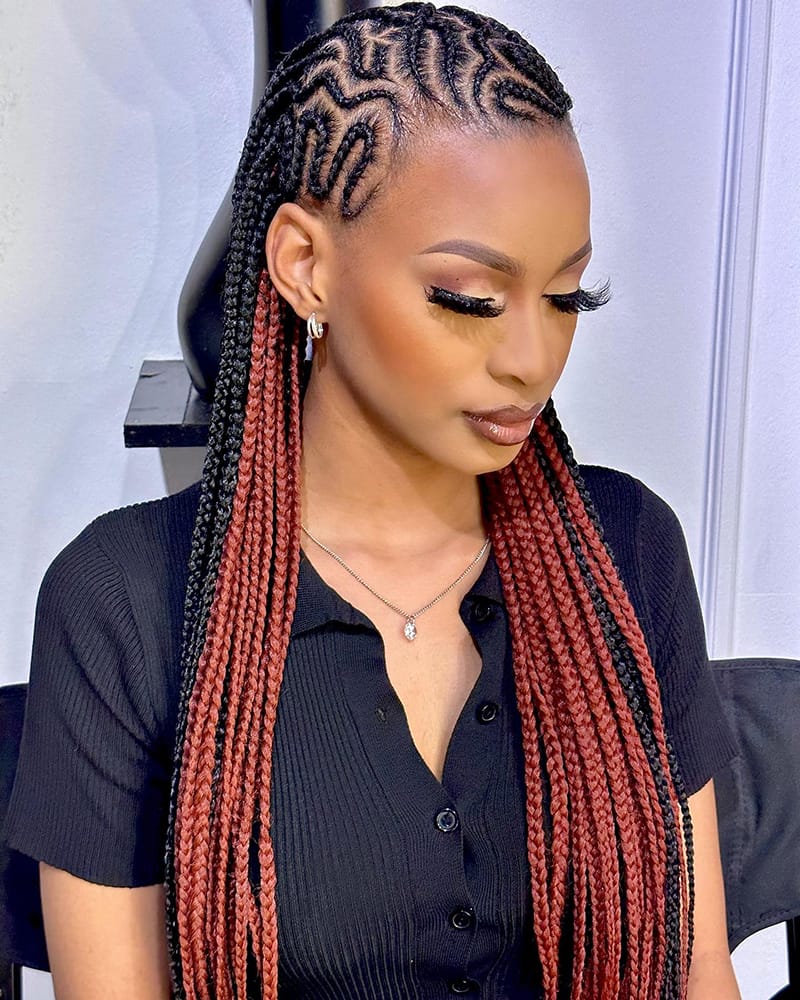 Long Peekaboo Cornrow Braids