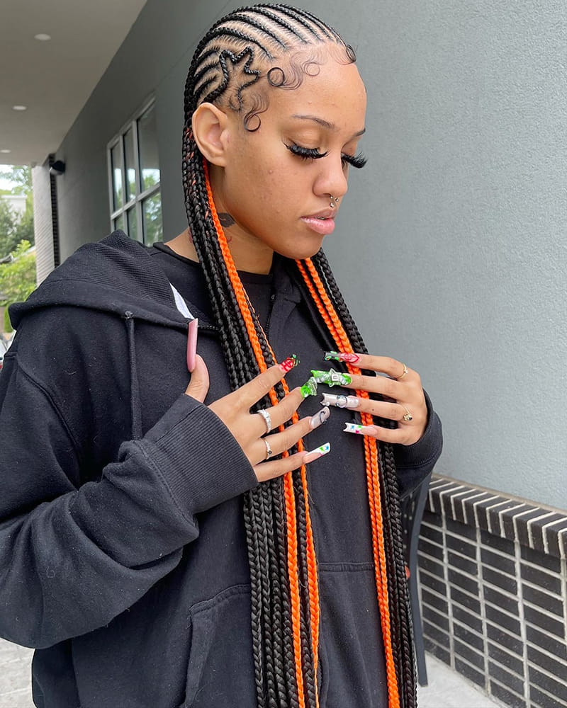 Long Peekaboo Cornrow Braids