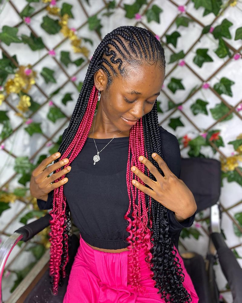 Long Peekaboo Cornrow Braids