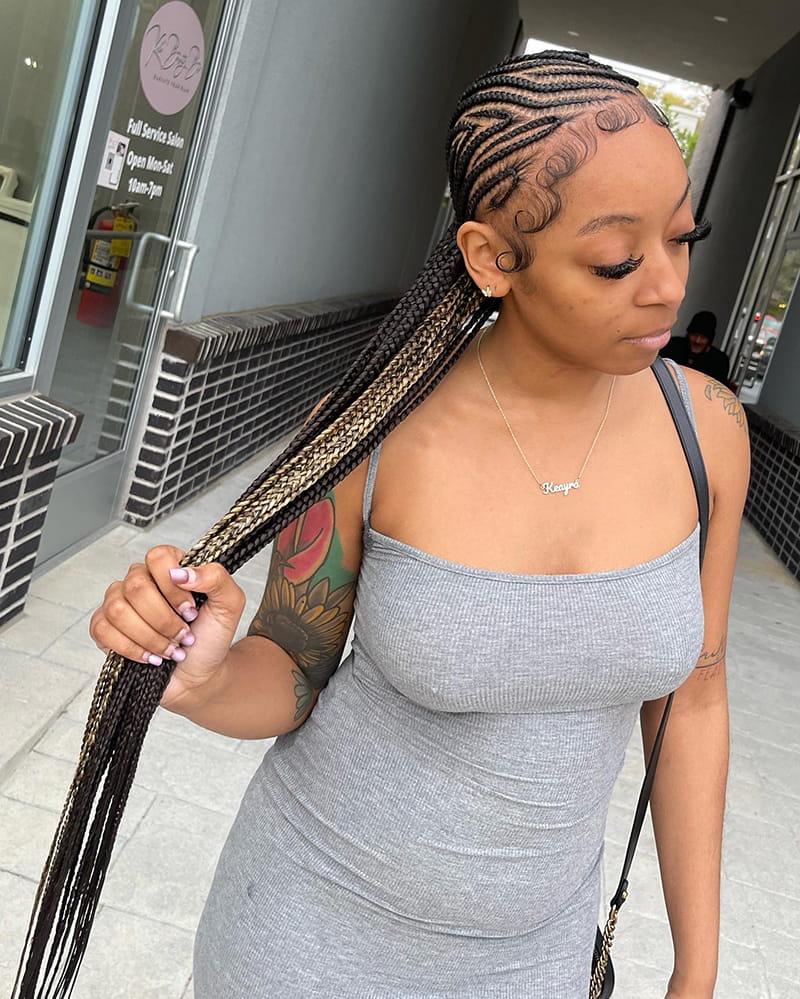 Long Peekaboo Cornrow Braids