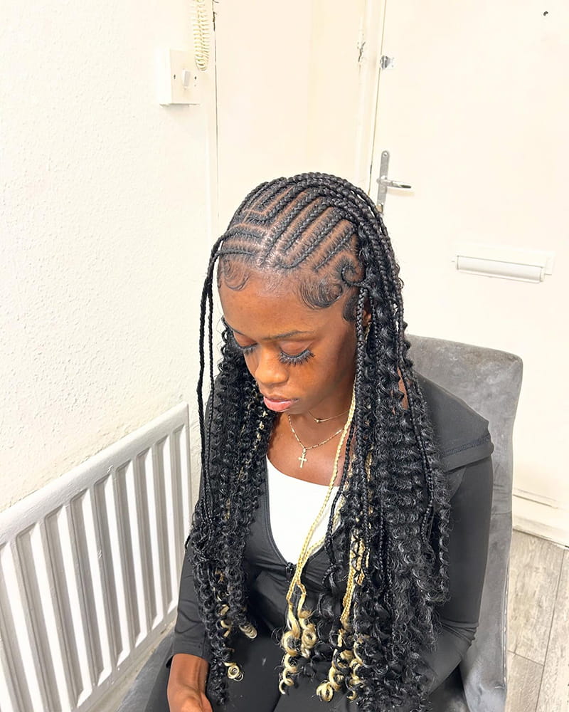Long Peekaboo Cornrow Braids