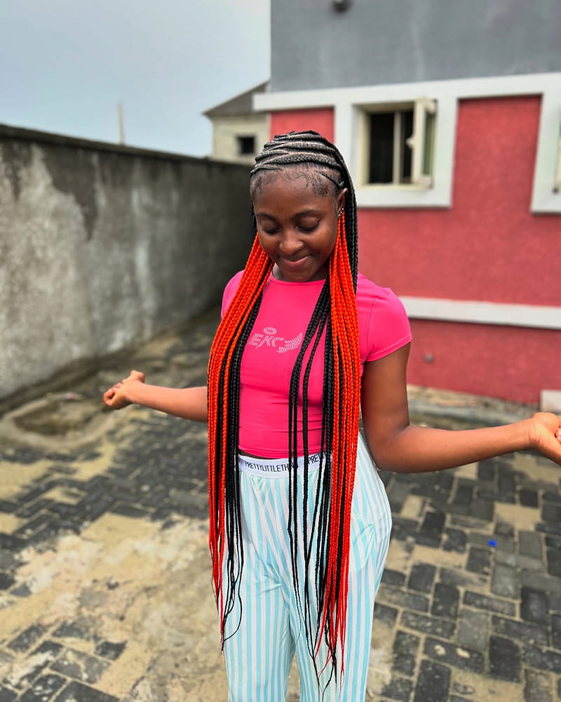 Long Peekaboo Cornrow Braids