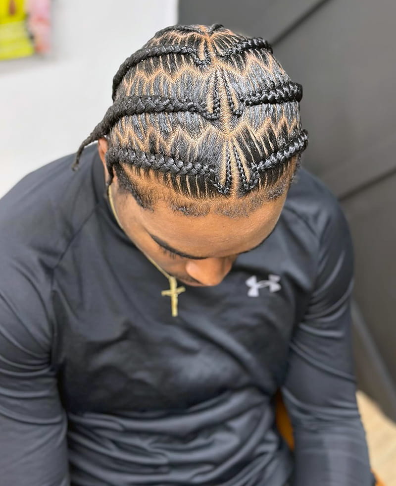 Pop SMoke Cornrow Braids for African American Men Front View