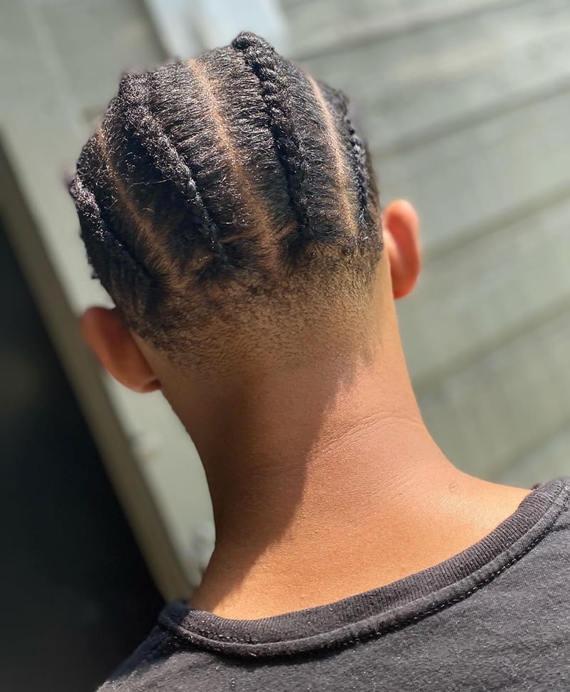 Reverse Cornrow Braids for African American Men Back View