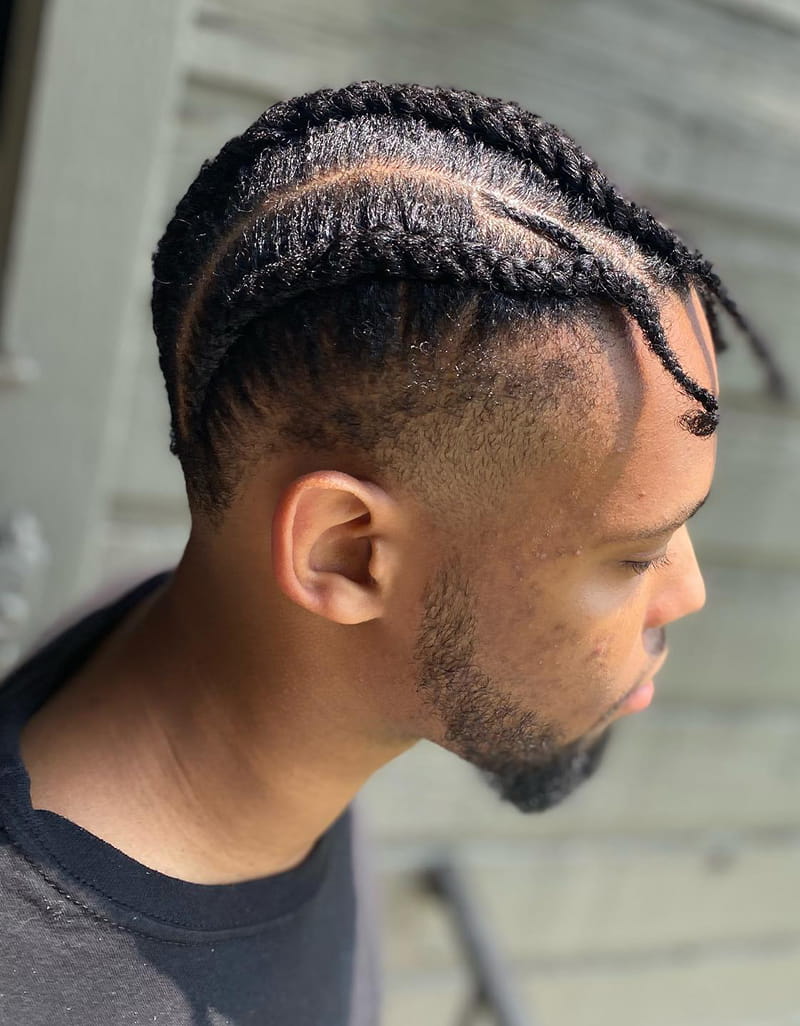 Reverse Cornrow Braids for African American Men Side View