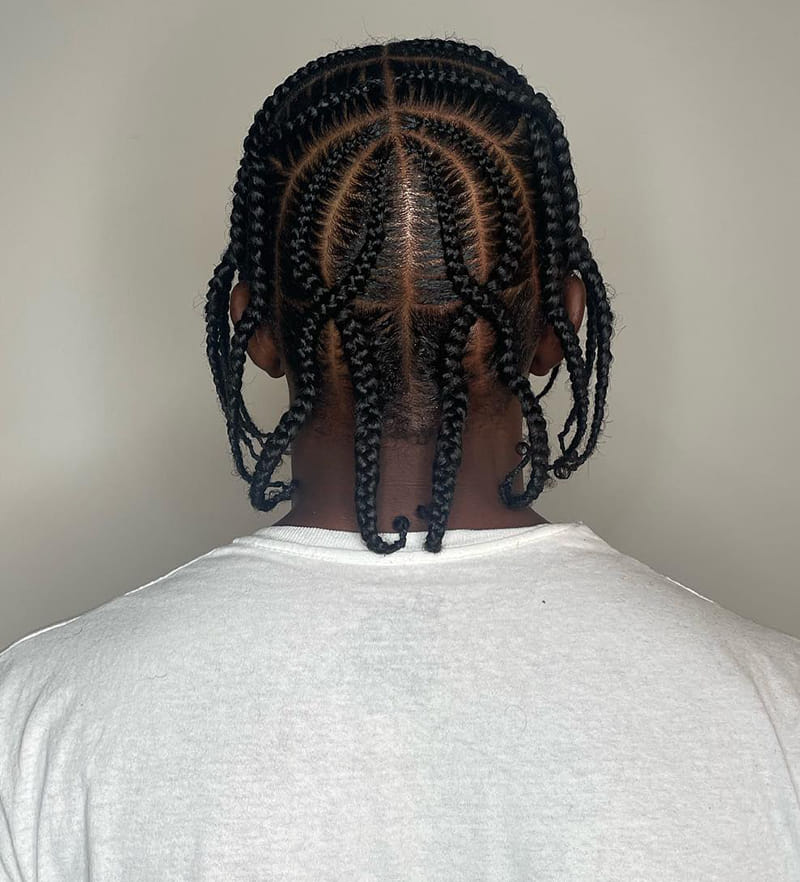 Side Corrnow Braids for Men Back View