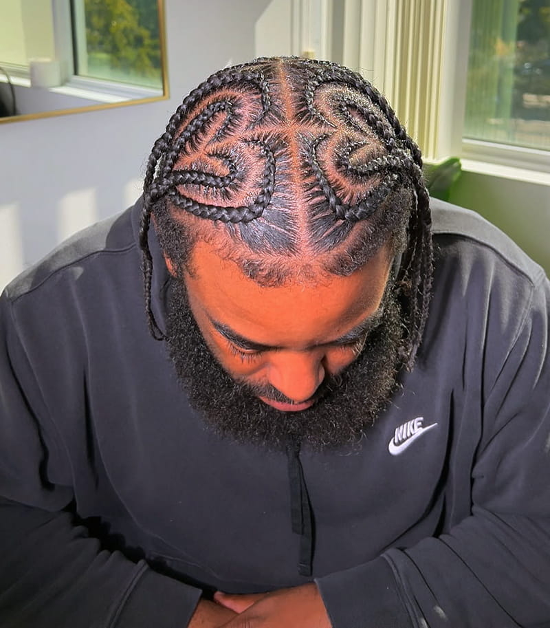 Side Corrnow Braids for Men with Heart Shape