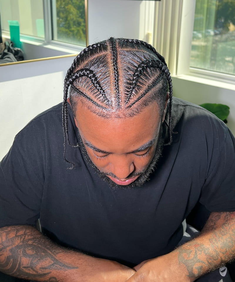 Side Corrnow Braids for Men with Horn Shape