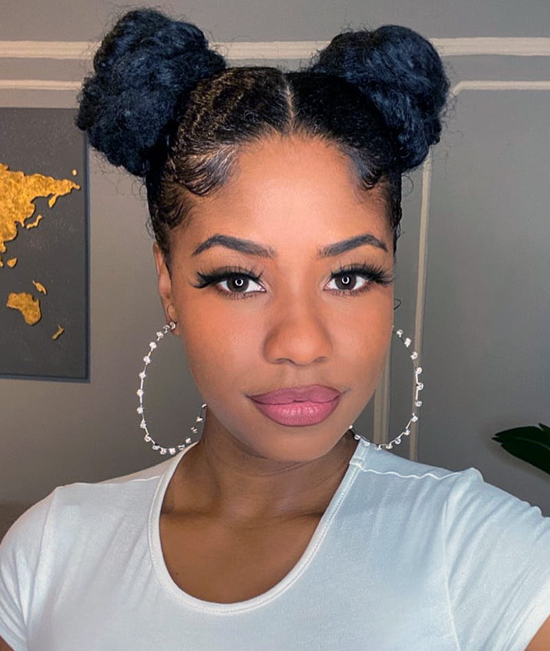 Space Buns with Natural Hair for Your Birthday Party