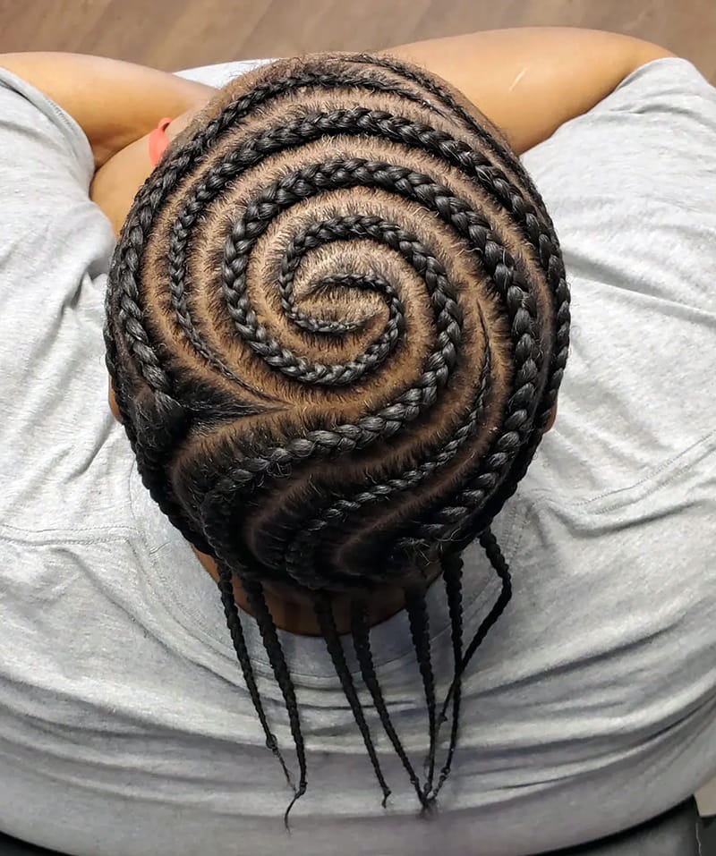 Spiral Cornrows Braids for Men Top View