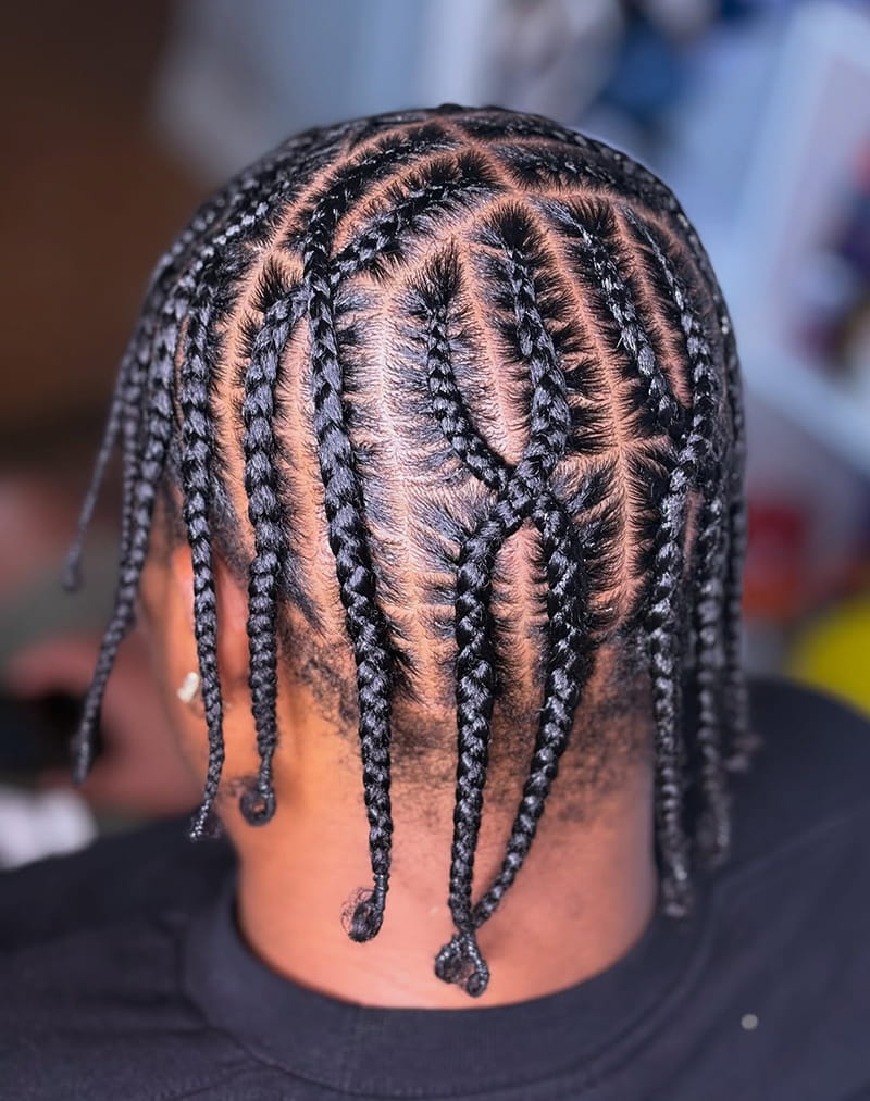 Spoon Cornrow Braids for Black Men Back View