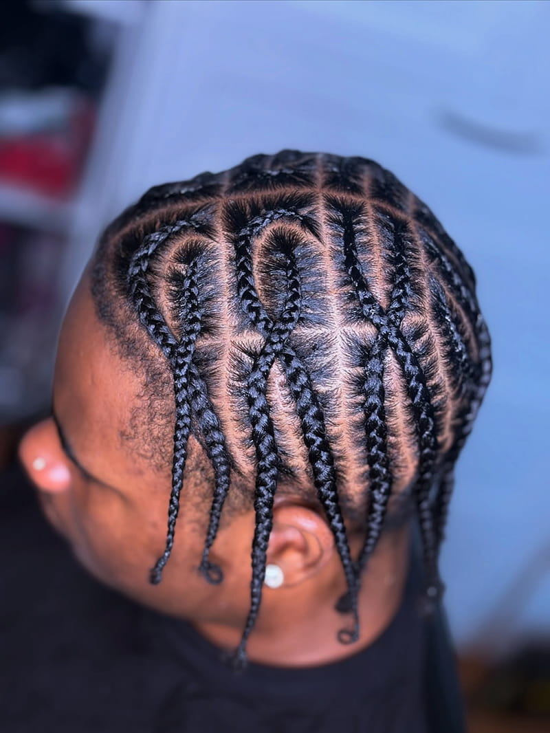 Spoon Cornrow Braids for Black Men Side View