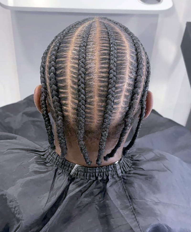 Straight Back Cornrows for Black Men Back View