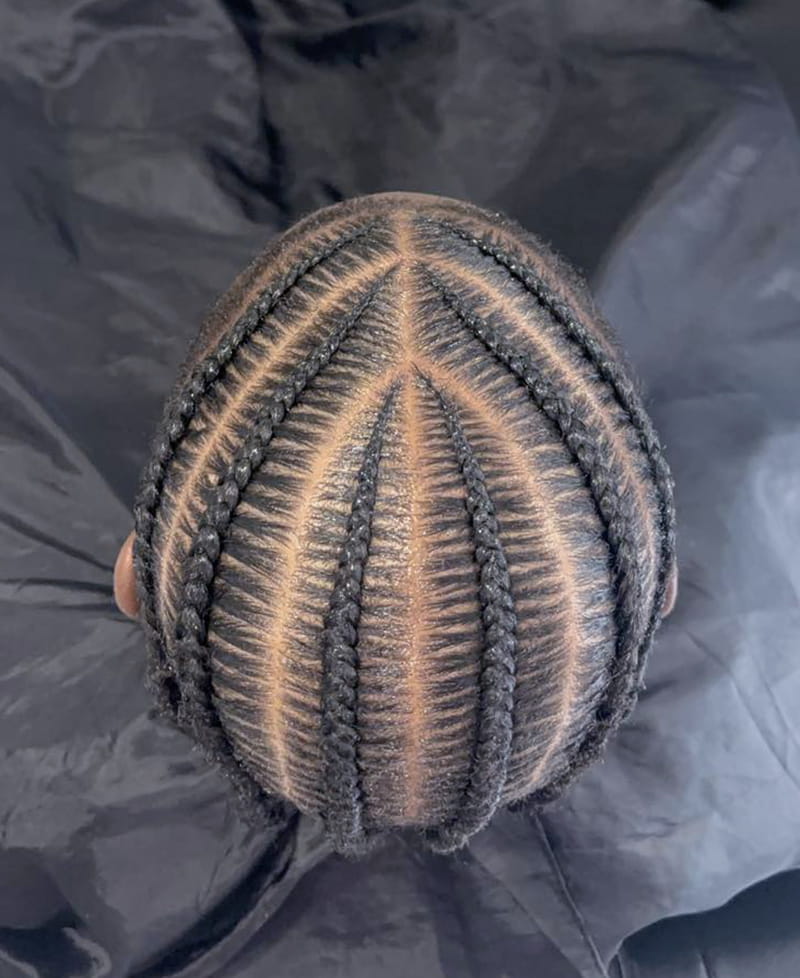 Straight Back Cornrows for Black Men Top View