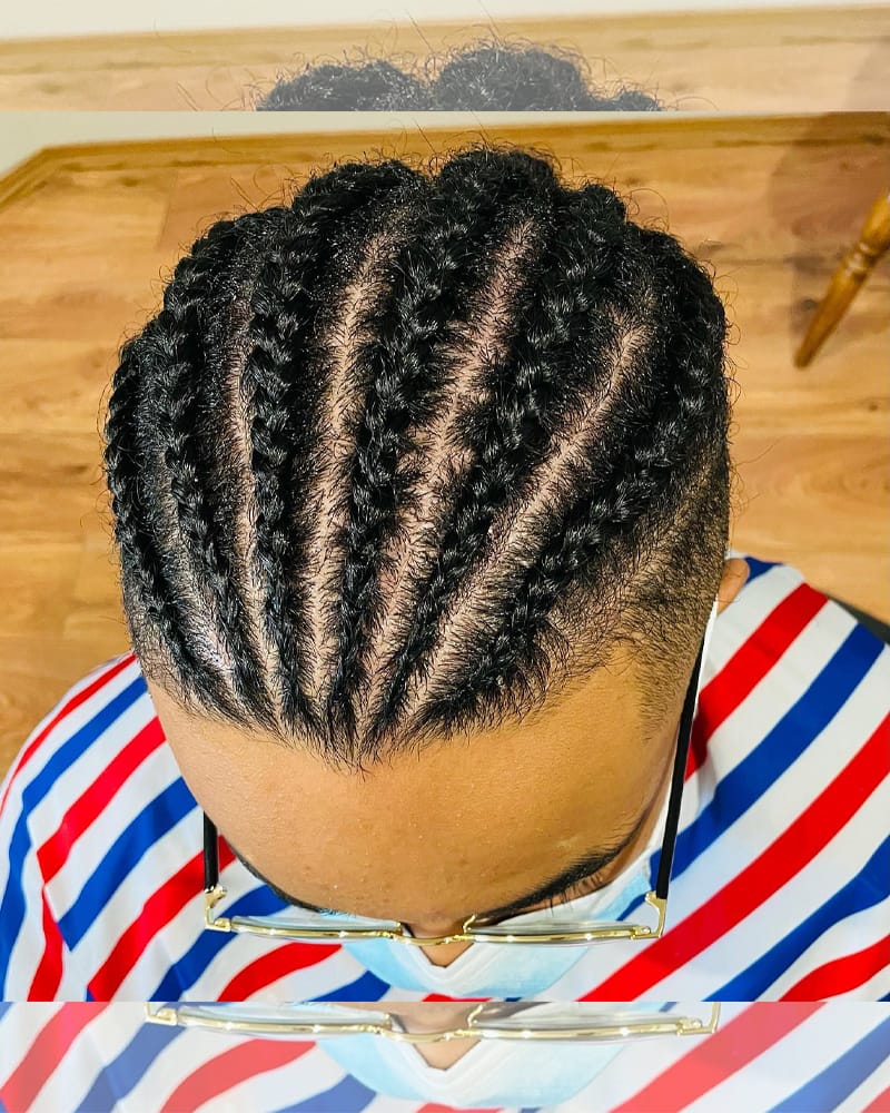 Sunburst Cornrow Braids for Men Front View
