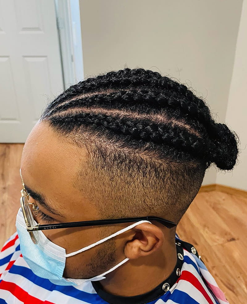Sunburst Cornrow Braids for Men Side View