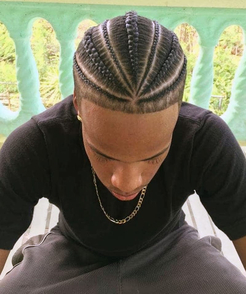 Sunburst Cornrow Braids for Men with Thick and Thin Braids
