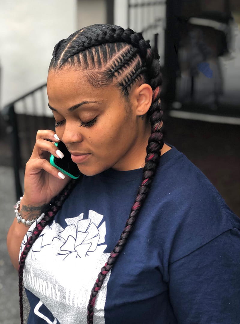 Two Cornrow Braids for Black Women