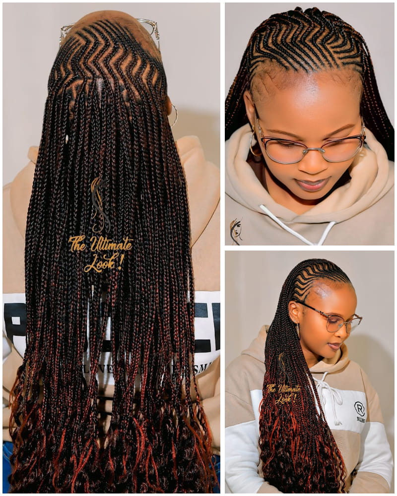 African American Goddess Braids with Cornrow Pattern