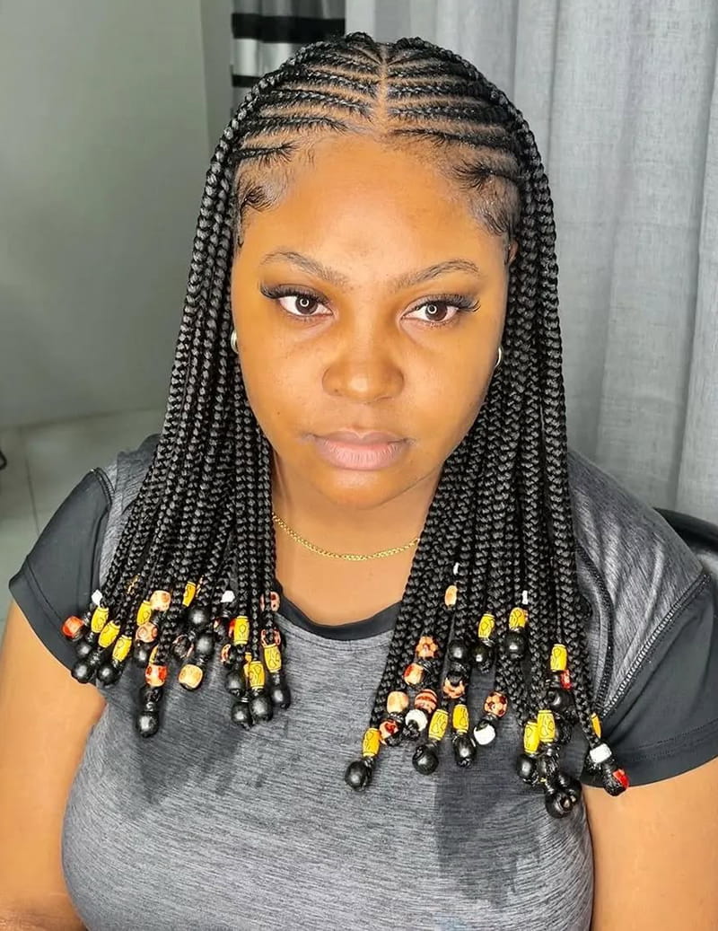 African Cornrow Braids with Beads