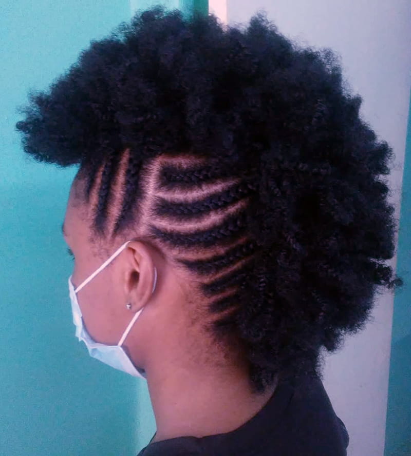 Afro + Mohawk + Cornrows
