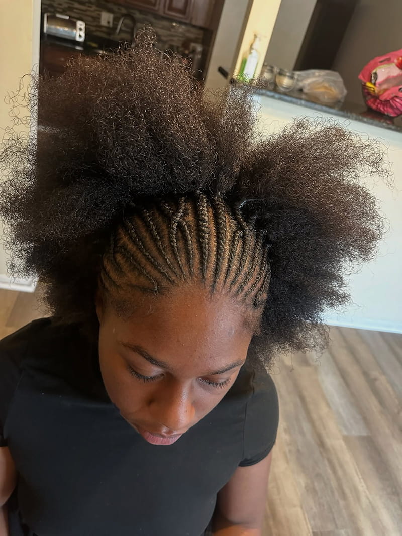 Afro and Cornrows