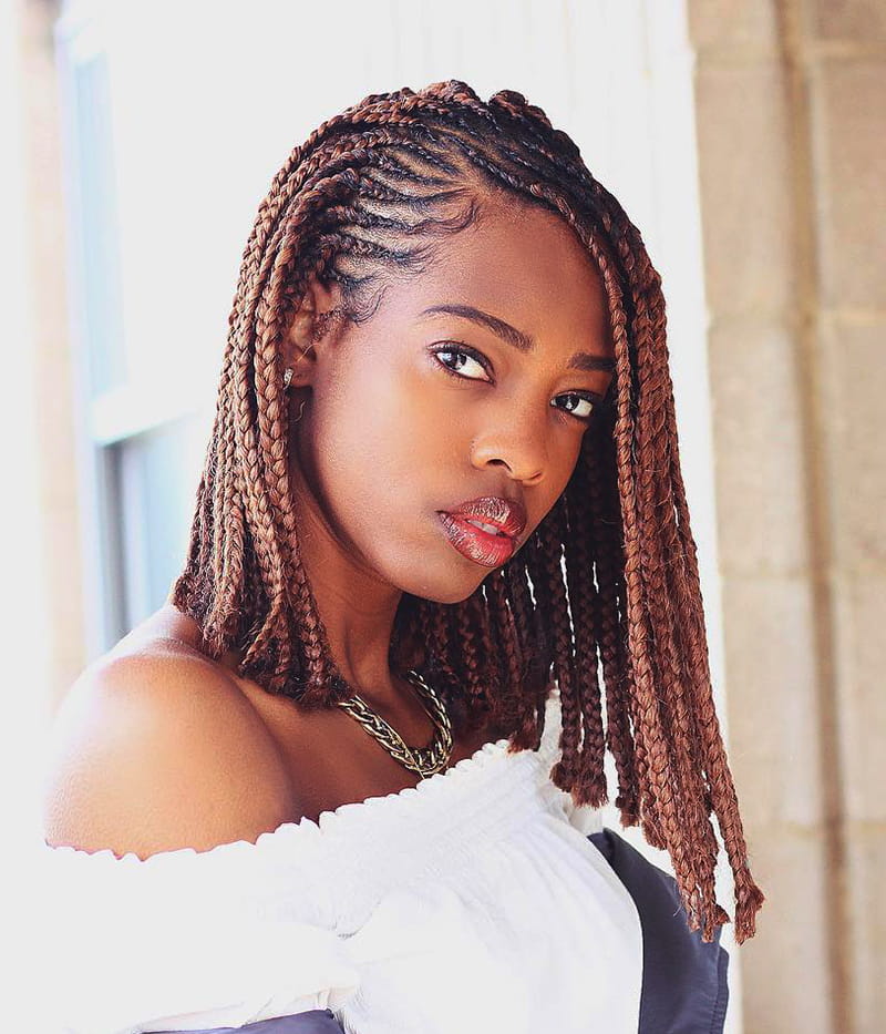 Asymmetrical Short Cornrow Bob Hairstyle