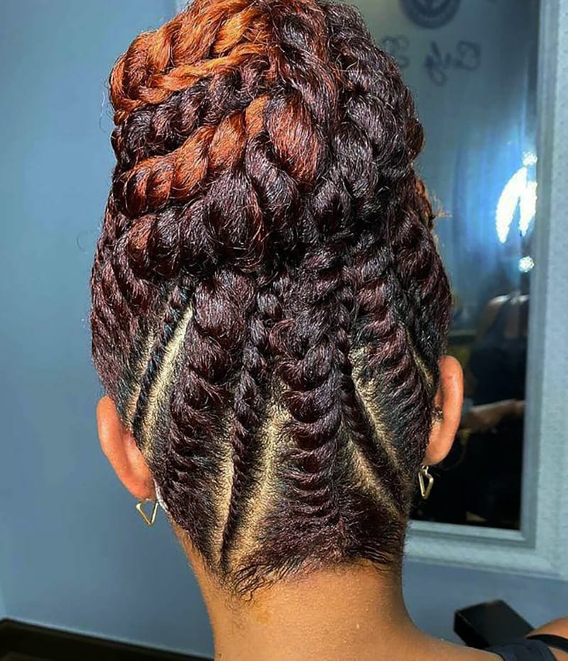 Back View of Natural Flat Twist Updo Hairstyle for Black Women