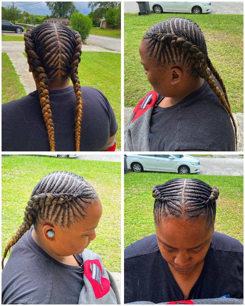 Blonde Highlighted Fishbone Cornrows
