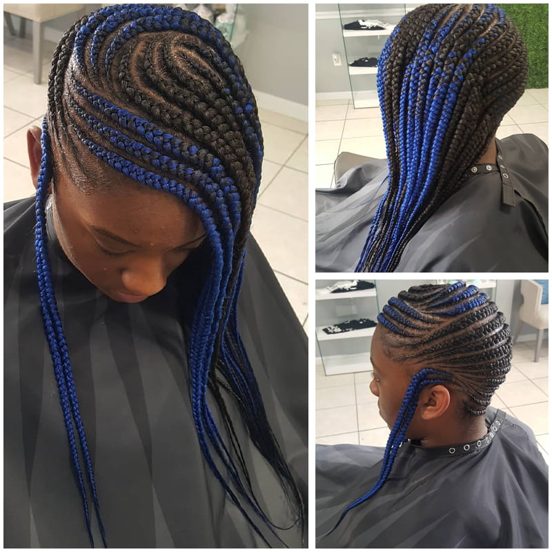 Blue Highlighted Lemonade Braids