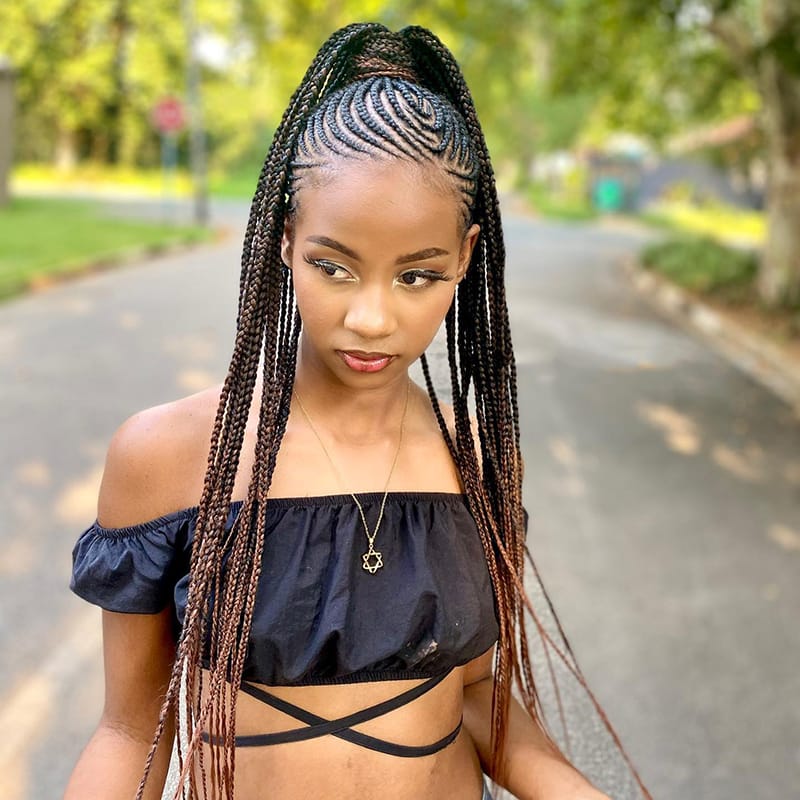 Brown Cornrow Ponytail