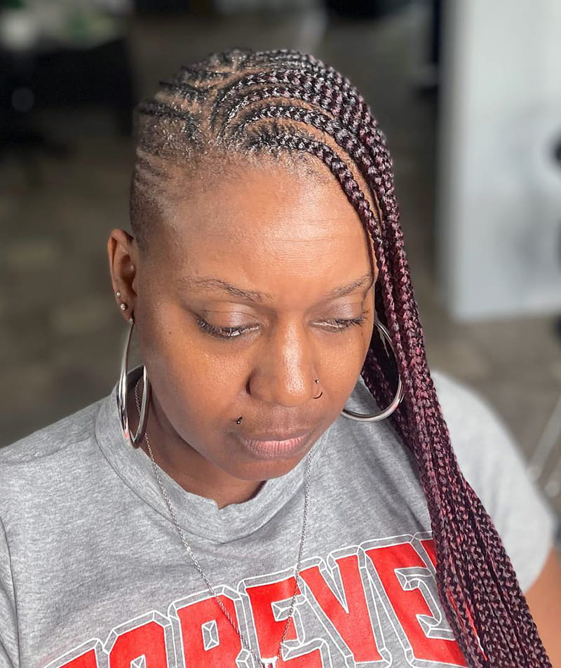 Burgundy Cornrow Braids with Undercut