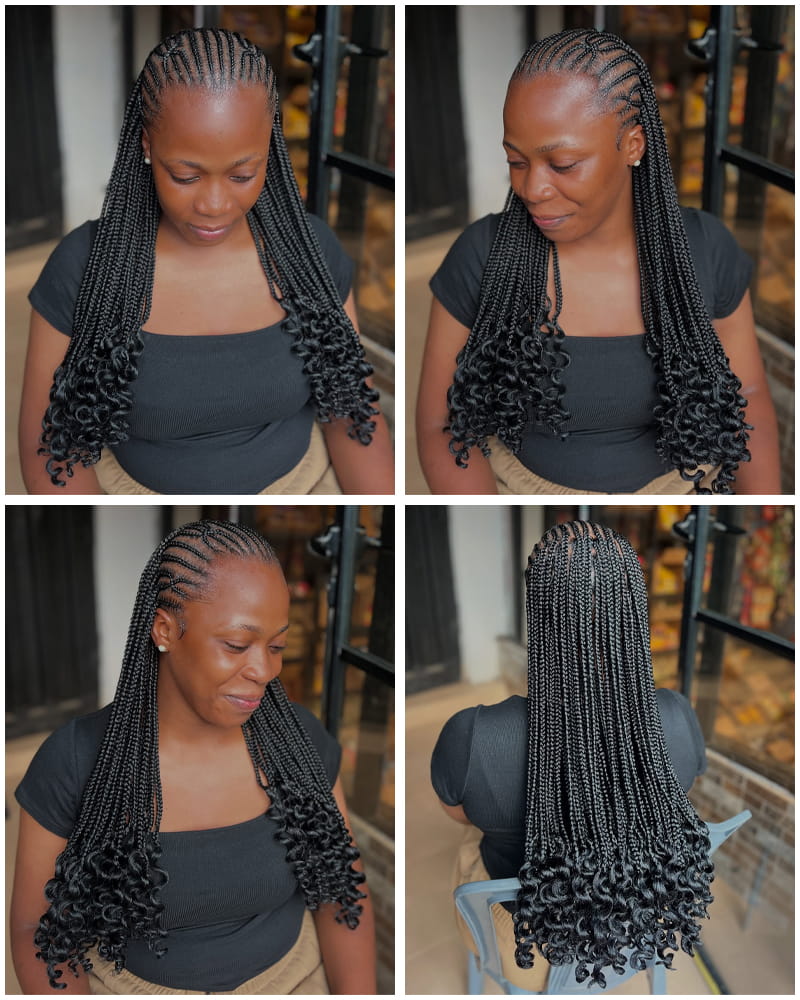 African Classic Cornrow Braid Hairstyles with Curly Edges
