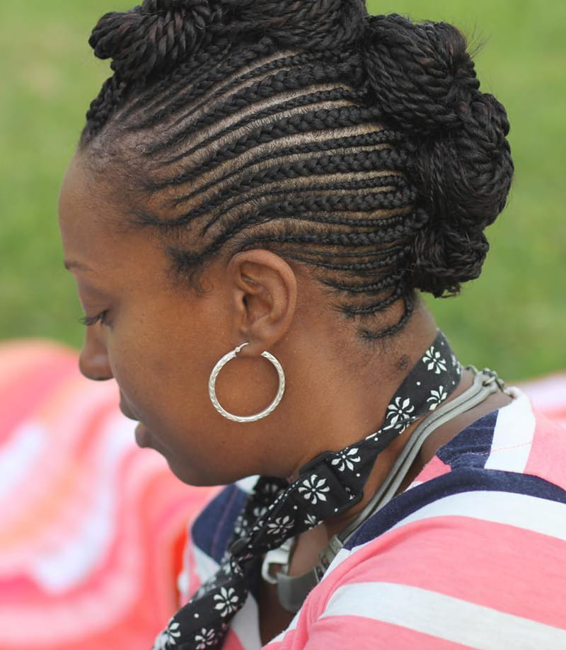 Cornrow Braided Knots and Mohawk