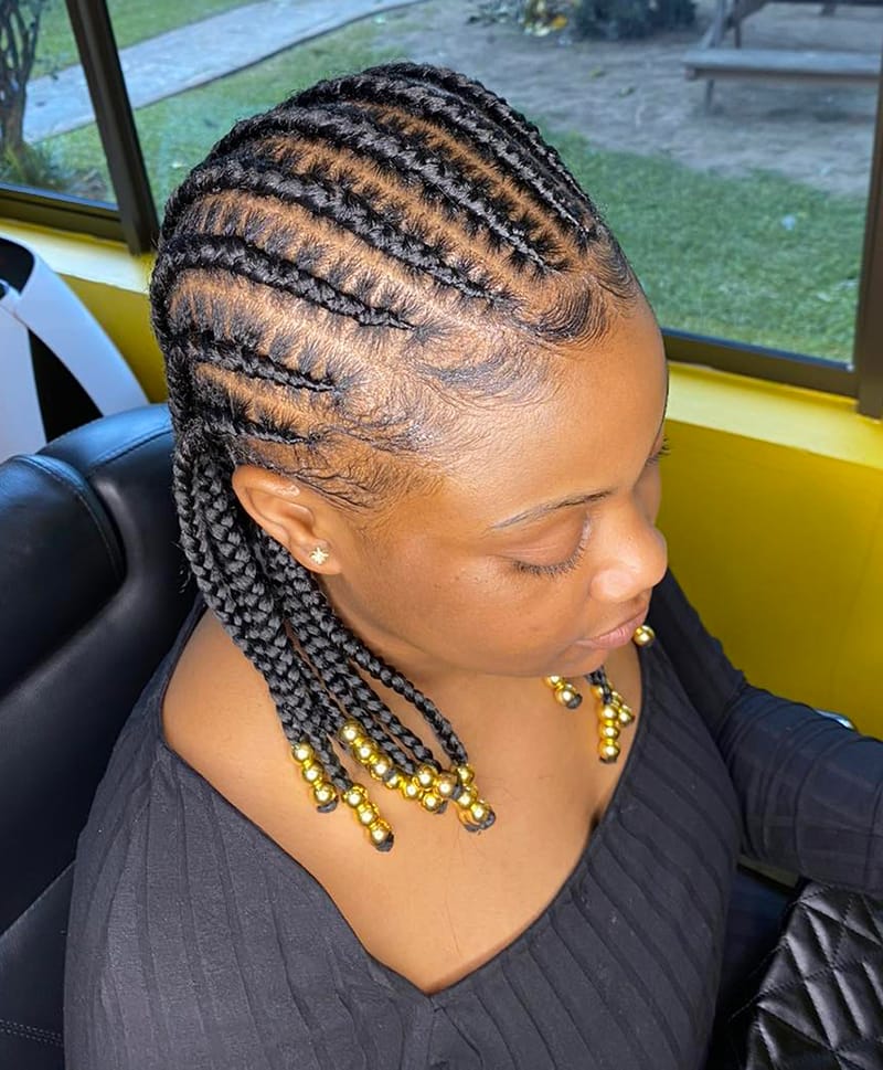 African Cornrow Braid Hairstyles with Beads