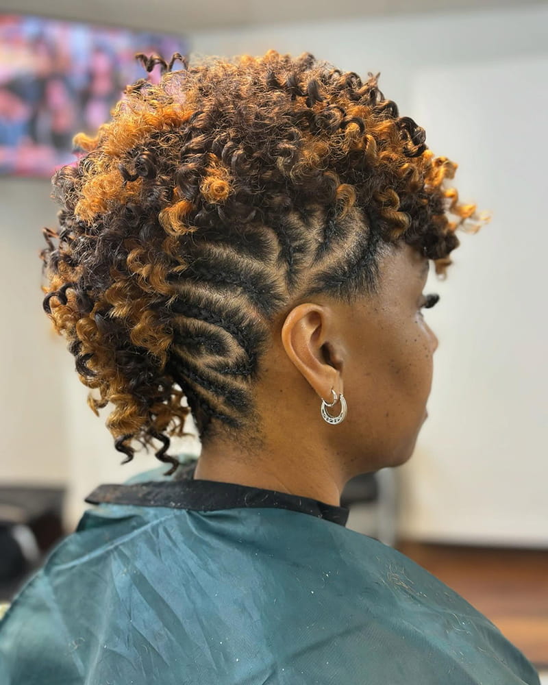 Cornrow Braids with Highlighted Faux Hawk
