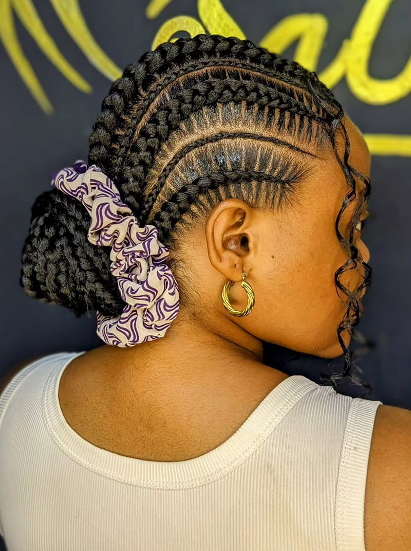 Cornrow Stich Braided Bun Style