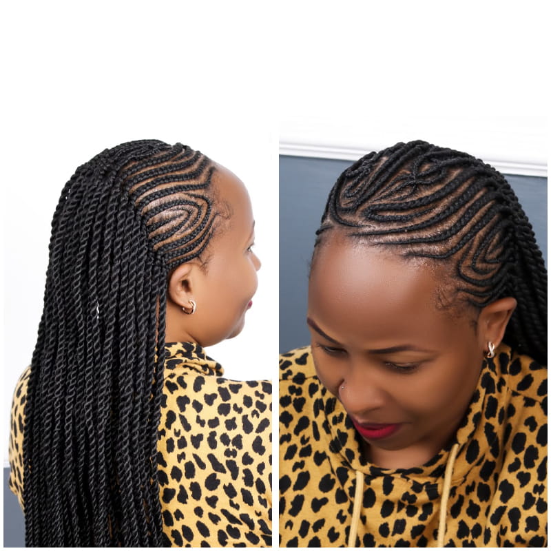 Cornrows + Twisted Braids