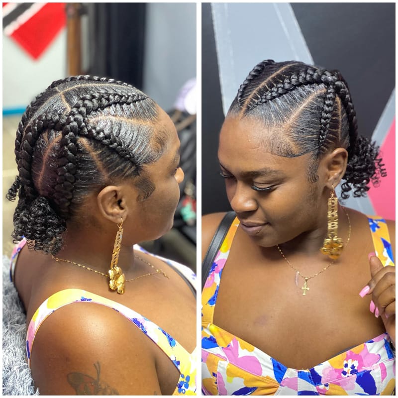 Criss Cross Cornrows Braids with Curls