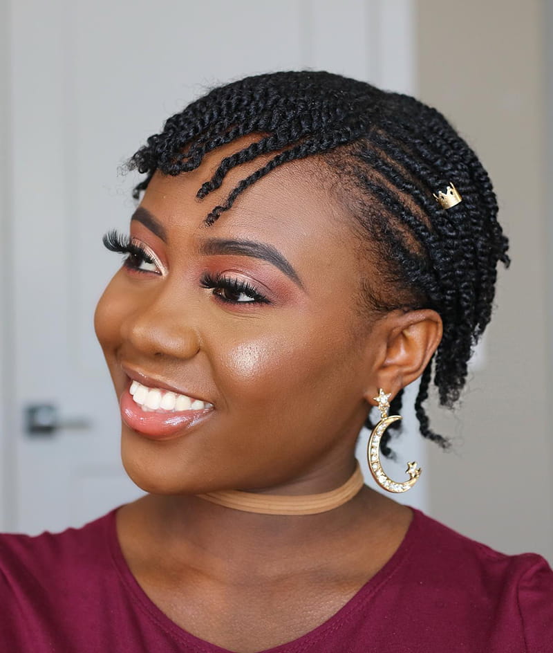 Cute Short Twist Outs with Beads