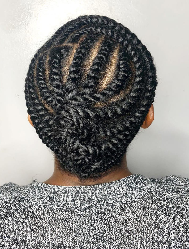 Flat Twist Bun Style for Professional Black Women