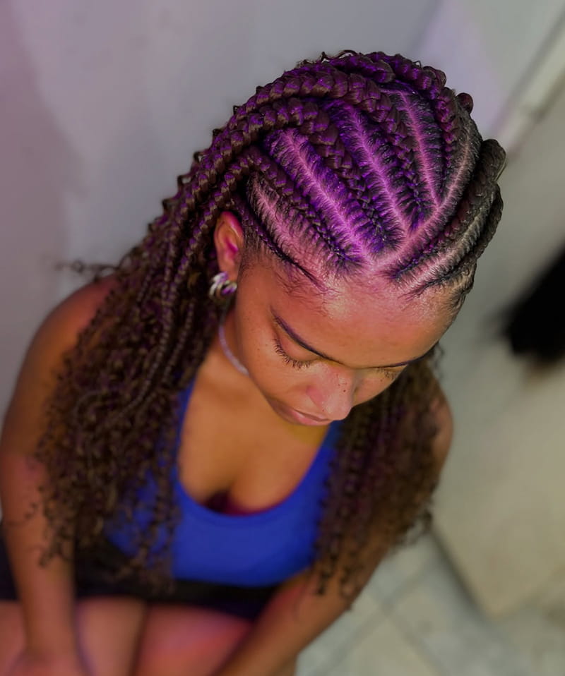Flip Over Fulani Cornrows with Curls