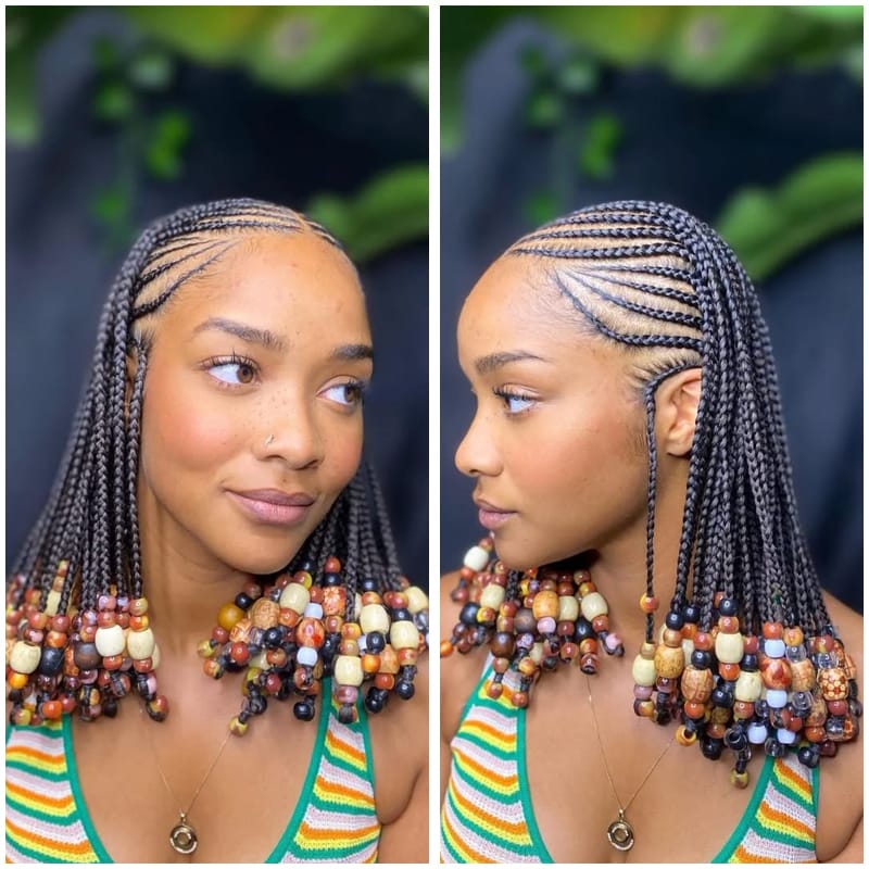 Fulani Cornrow Braids with Beads