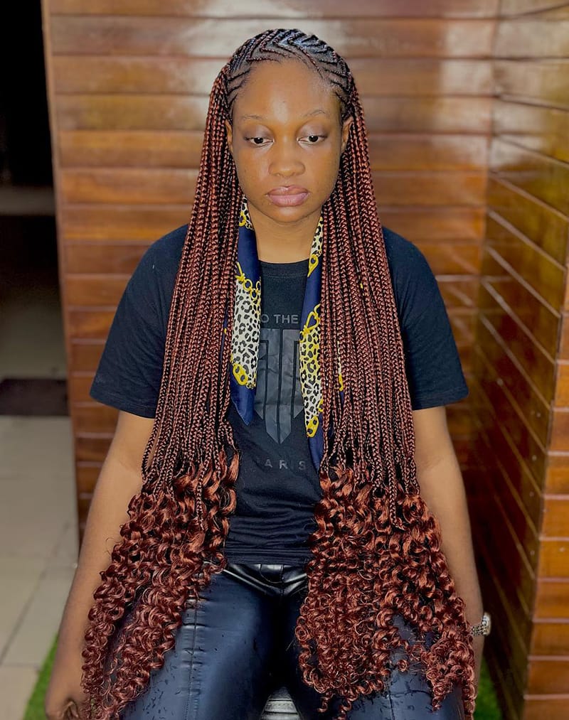 Fulani Cornrow Braids with Long Braids