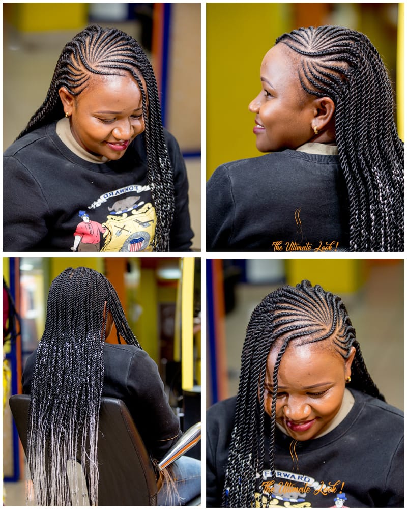 Fulani Cornrows with Twisted Braids