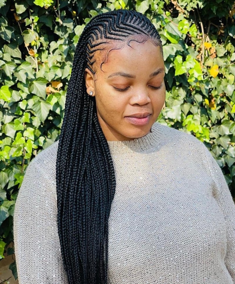 Fulani Cornrows with Zigzag pattern